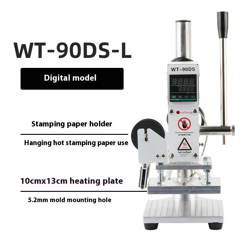 Logo Hot Foil Stamping Machine Leather Manual Bronzing Embossing Embosser WT-90DS with bracket