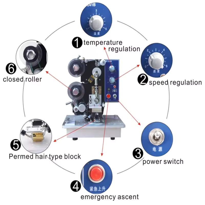 Electric Printer Ribbon Date Coder Semi Automatic Plastic Bag Printing Coding Hot Stamping Machine HP-241B