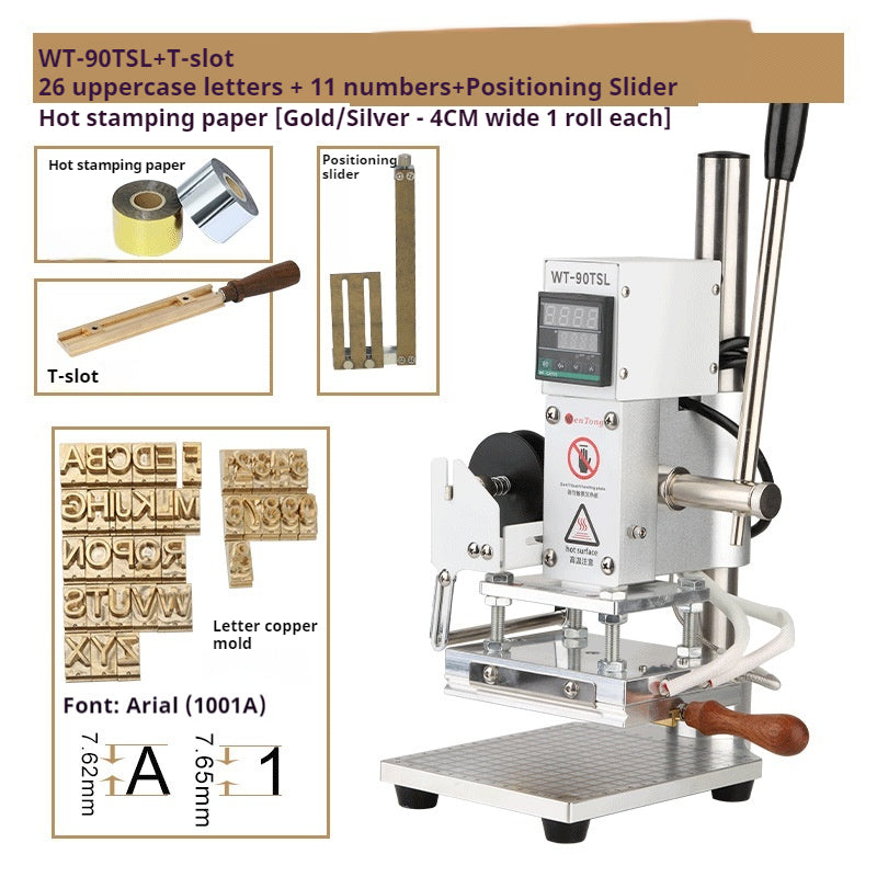 10x13cm Dual-use Workbench DIY Leather Paper PVC Hot Press Stamping Machine WT-90TSL