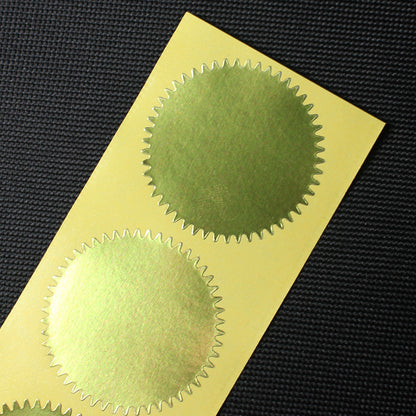 45mm Steel Stamp Sticker Round Gold Gear Label Paper Sticker 100 Pcs Embossed Steel Stamp Embossed Sticker