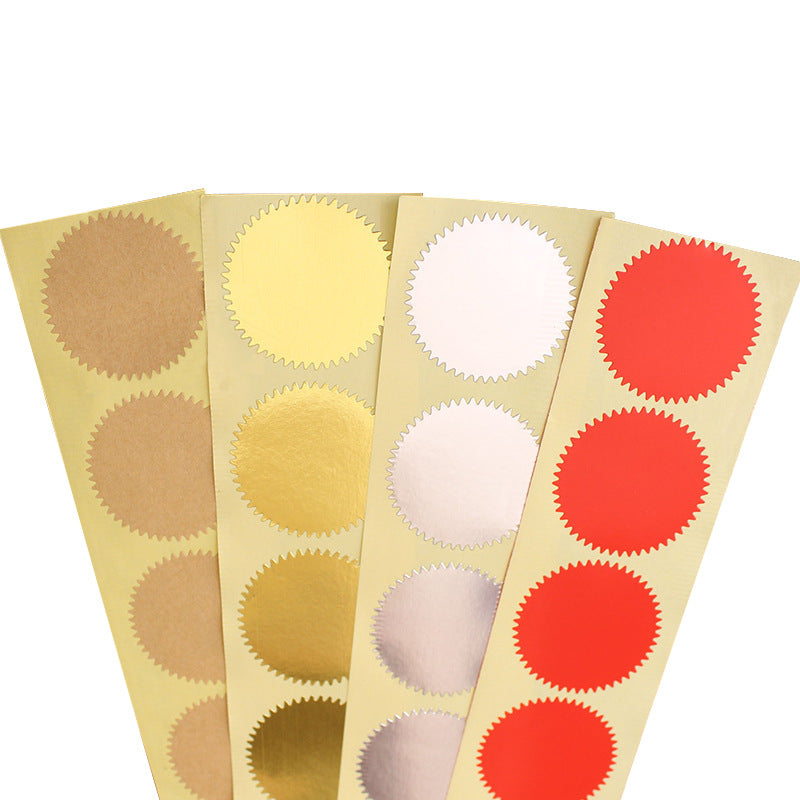 45mm Steel Stamp Sticker Round Gold Gear Label Paper Sticker 100 Pcs Embossed Steel Stamp Embossed Sticker