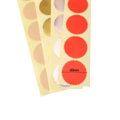45mm Steel Stamp Sticker Round Gold Gear Label Paper Sticker 100 Pcs Embossed Steel Stamp Embossed Sticker
