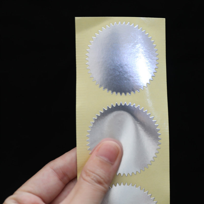 45mm Steel Stamp Sticker Round Gold Gear Label Paper Sticker 100 Pcs Embossed Steel Stamp Embossed Sticker