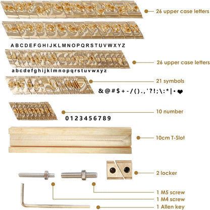 85pcs 6mm Copper Brass Stamping Letters Numbers Alphabets Symbols Characters Molds CNC Molds DIY (85pcs)