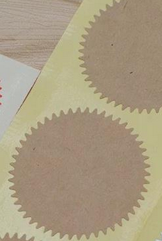 45mm Steel Stamp Sticker Round Gold Gear Label Paper Sticker 100 Pcs Embossed Steel Stamp Embossed Sticker