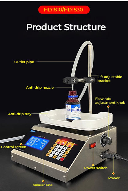 HD1800 Peristaltic Pump Weighing Micro Filling Machine Reagent Essential Oil Perfume Filling Machine